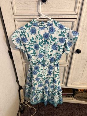 Calypso St. Barth Blue and Green Floral Midi Dress